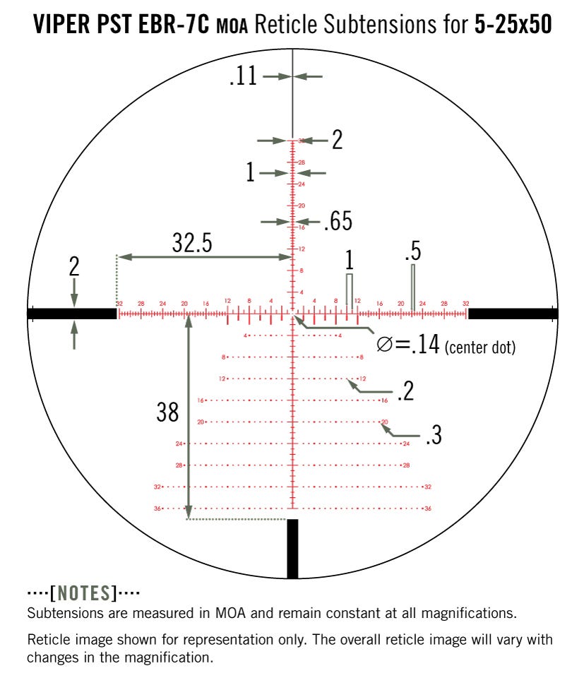 Vortex Viper PST Gen II 5-25x50 EBR-7C MOA FFP Riflescope